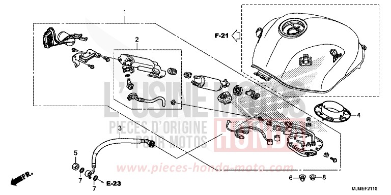 POMPE A CARBURANT de VFR800X "Crossrunner" PEARL GLARE WHITE (NHB53) 2017